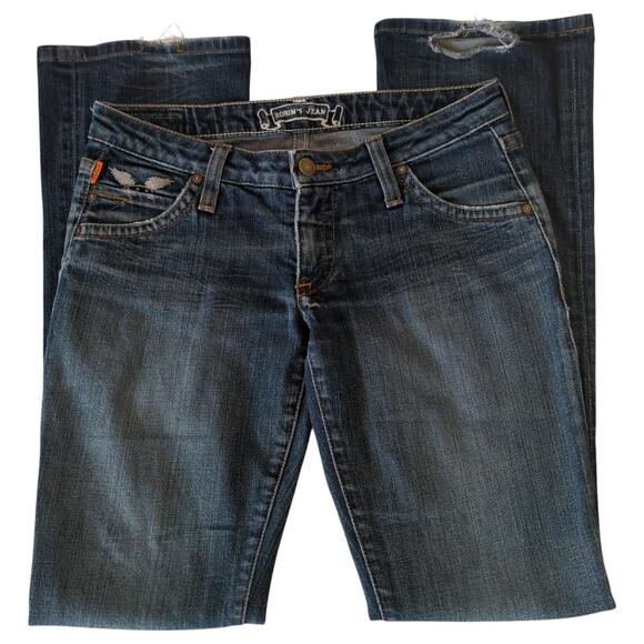 Robin's Jean Women's 29 Straight Jeans Dark Wash Stud Wings Y2K Denim Distressed